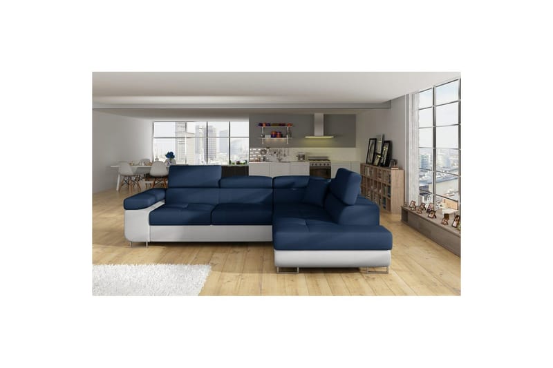 Seksjon Eltap Anton 272x203x85 cm - Monolith 77, Monolith 84, Blå, Lysegrå, Høyre - Møbler - Sofaer - Fløyelssofaer