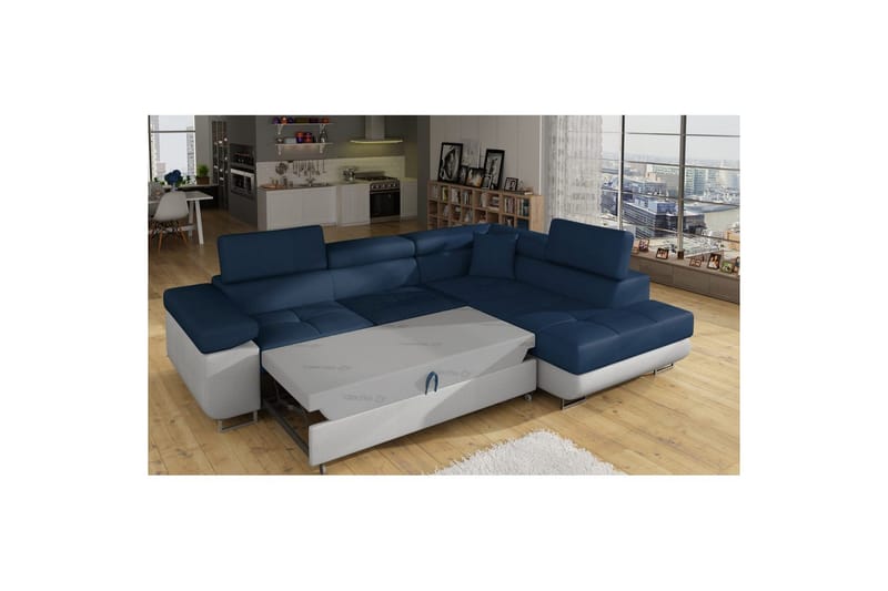 Seksjon Eltap Anton 272x203x85 cm - Monolith 77, Monolith 84, Blå, Lysegrå, Høyre - Møbler - Sofaer - Fløyelssofaer