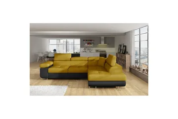 Seksjon Eltap Anton 272x203x85 cm - Omega 68, Soft 11, Gul, Svart, Høyre - Møbler - Sofaer - Skinnsofaer