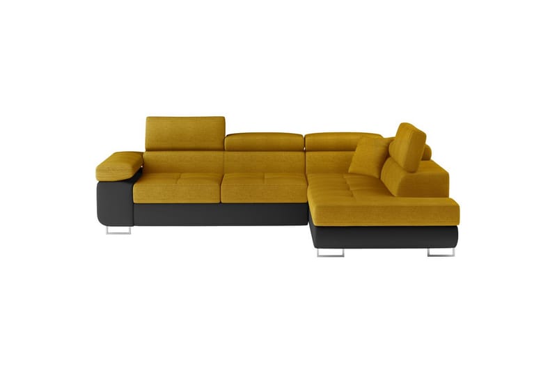 Seksjon Eltap Anton 272x203x85 cm - Omega 68, Soft 11, Gul, Svart, Høyre - Møbler - Sofaer - Skinnsofaer