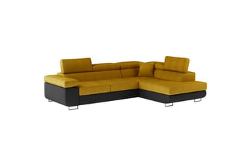 Seksjon Eltap Anton 272x203x85 cm - Omega 68, Soft 11, Gul, Svart, Høyre - Møbler - Sofaer - Skinnsofaer