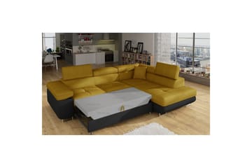 Seksjon Eltap Anton 272x203x85 cm - Omega 68, Soft 11, Gul, Svart, Høyre - Møbler - Sofaer - Skinnsofaer