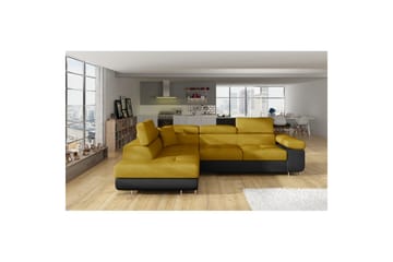 Seksjon Eltap Anton 272x203x85 cm - Omega 68, Soft 11, Gul, Svart, Venstre - M�øbler - Sofaer - Skinnsofaer