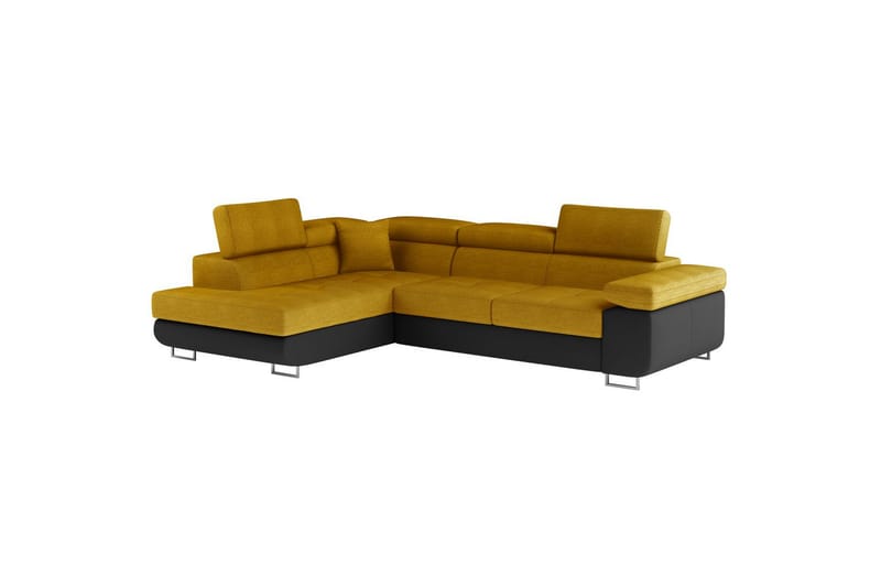 Seksjon Eltap Anton 272x203x85 cm - Omega 68, Soft 11, Gul, Svart, Venstre - Møbler - Sofaer - Skinnsofaer
