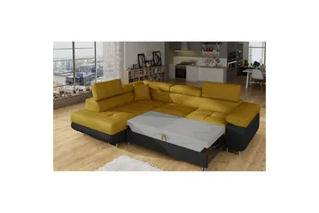 Seksjon Eltap Anton 272x203x85 cm - Omega 68, Soft 11, Gul, Svart, Venstre - Møbler - Sofaer - Skinnsofaer