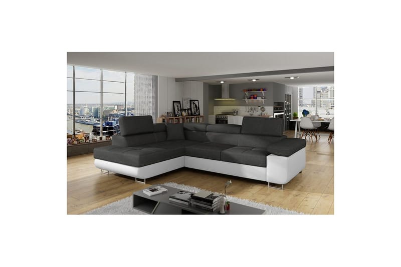 Seksjon Eltap Anton 272x203x85 cm - Sawana 05, Soft 17, Grå, Hvit, Venstre - Møbler - Sofaer - Skinnsofaer