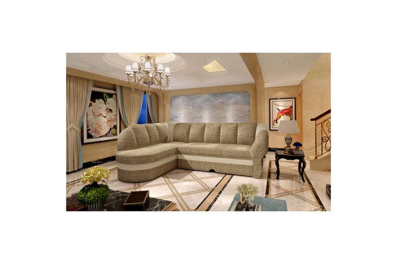 Seksjon Eltap Benano 250x85x180 cm - Berlin 03, Soft 33, Beige, Venstre - Møbler - Sofaer - Skinnsofaer