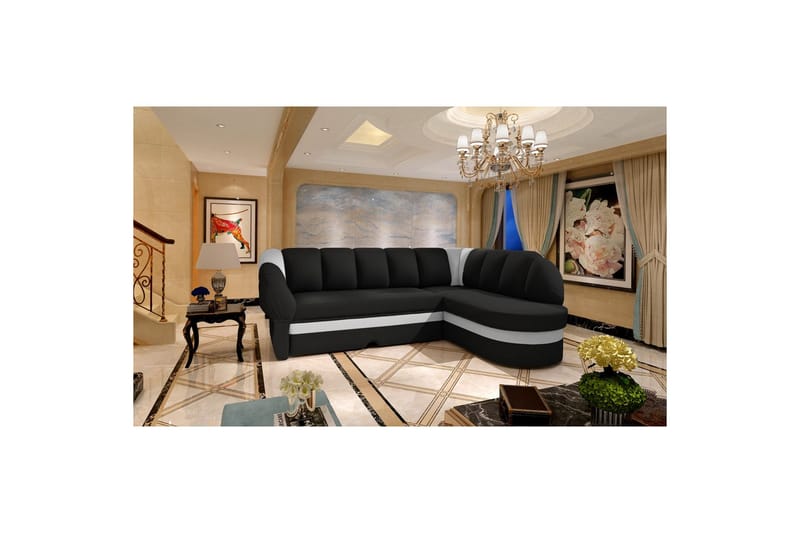 Seksjon Eltap Benano 250x85x180 cm - Sawana 14, Soft 17, Svart, Hvit, Høyre - Møbler - Sofaer - Skinnsofaer
