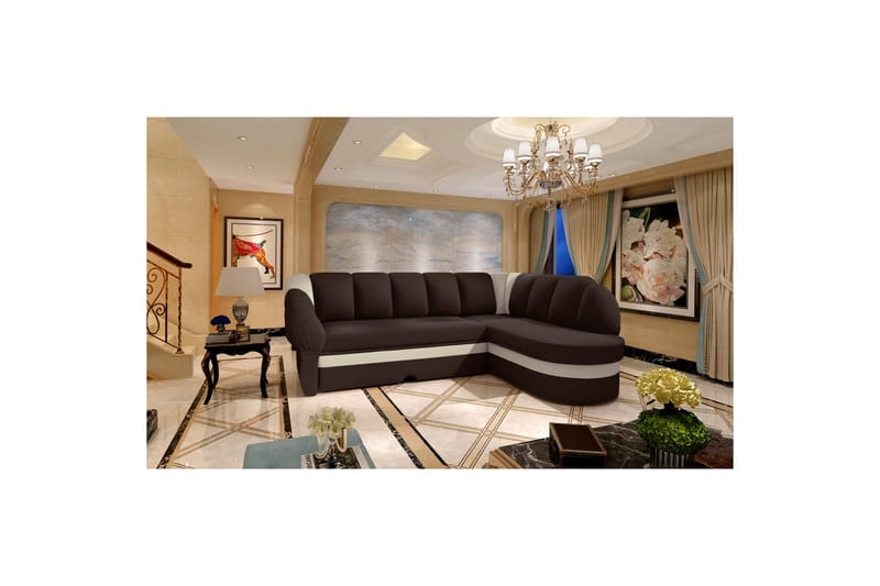 Seksjon Eltap Benano 250x85x180 cm - Sawana 16, Soft 33, Brun, Beige, Høyre - Møbler - Sofaer - Skinnsofaer