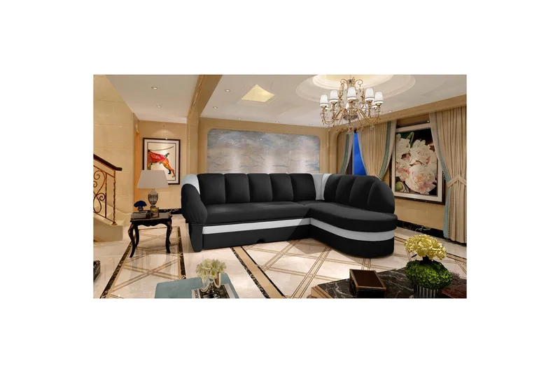 Seksjon Eltap Benano 250x85x180 cm, Soft 11, Soft 17, Svart, Hvit, Høyre