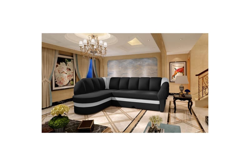 Seksjon Eltap Benano 250x85x180 cm - Soft 11, Soft 17, Svart, Hvit, Venstre - Møbler - Sofaer - Skinnsofaer
