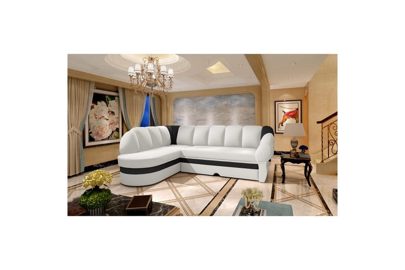 Seksjon Eltap Benano 250x85x180 cm, Soft 17, Soft 11, Svart, Hvit, Venstre