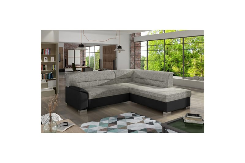 Seksjon Eltap Bergen 247x214x83 cm - Berlin 01, Soft 11, Grå, Svart, Høyre - Møbler - Sofaer - Skinnsofaer