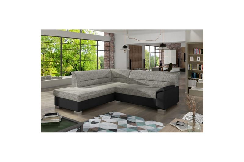 Seksjon Eltap Bergen 247x214x83 cm - Berlin 01, Soft 11, Grå, Svart, Venstre - M�øbler - Sofaer - Skinnsofaer