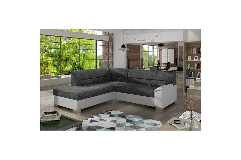 Seksjon Eltap Bergen 247x214x83 cm - Berlin 02, Soft 17, Hvit, Venstre - Møbler - Sofaer - Skinnsofaer