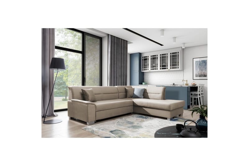 Seksjon Eltap Bergen 247x214x83 cm, Monolith 09, Mørk beige, Høyre