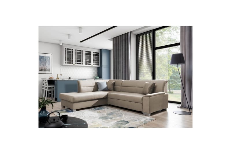 Seksjon Eltap Bergen 247x214x83 cm - Monolith 09, Mørk beige, Venstre - Møbler - Sofaer - Fløyelssofaer