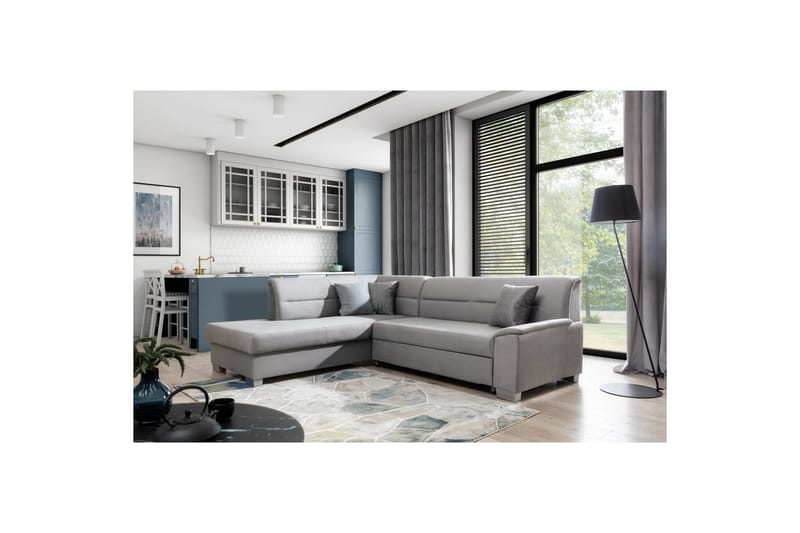 Seksjon Eltap Bergen 247x214x83 cm - Monolith 84, Monolith 85, Lys Grå, Grå, Venstre - Møbler - Sofaer - Fløyelssofaer