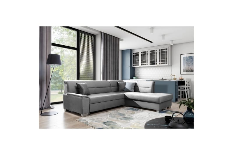 Seksjon Eltap Bergen 247x214x83 cm - Monolith 85, Grå, Høyre - Møbler - Sofaer - Fløyelssofaer