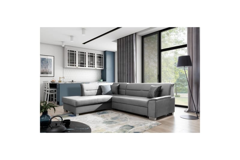 Seksjon Eltap Bergen 247x214x83 cm - Monolith 85, Grå, Venstre - Møbler - Sofaer - Fløyelssofaer