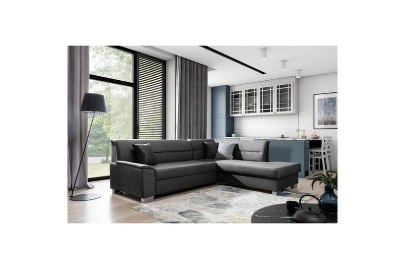 Seksjon Eltap Bergen 247x214x83 cm - Monolith 97, Mørk Grå, Høyre - Møbler - Sofaer - Fløyelssofaer