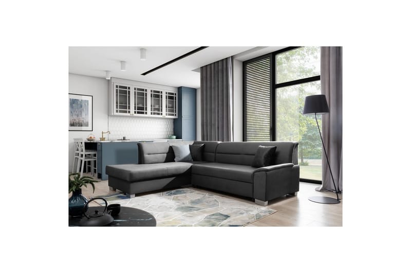 Seksjon Eltap Bergen 247x214x83 cm - Monolith 97, Mørk Grå, Venstre - Møbler - Sofaer - Fløyelssofaer