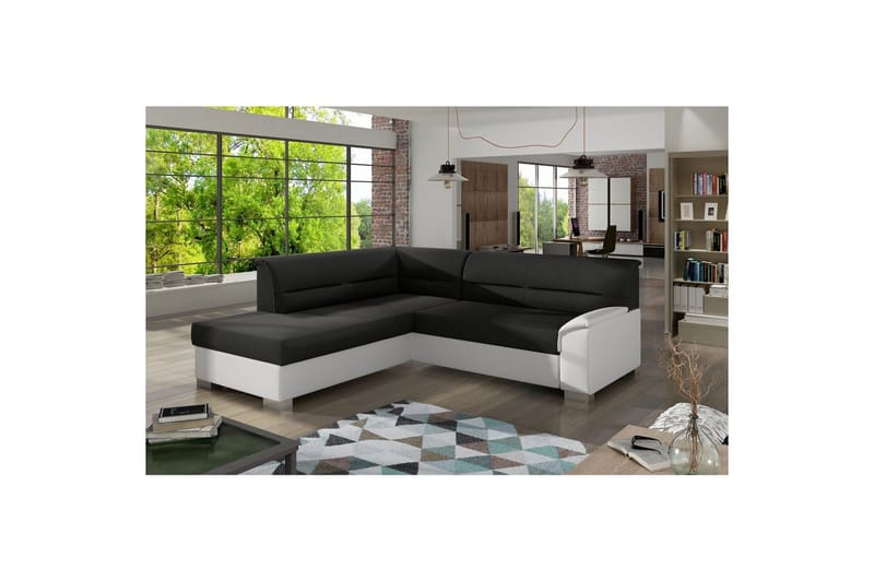 Seksjon Eltap Bergen 247x214x83 cm, Sawana 14, Soft 17, Svart, Hvit, Venstre