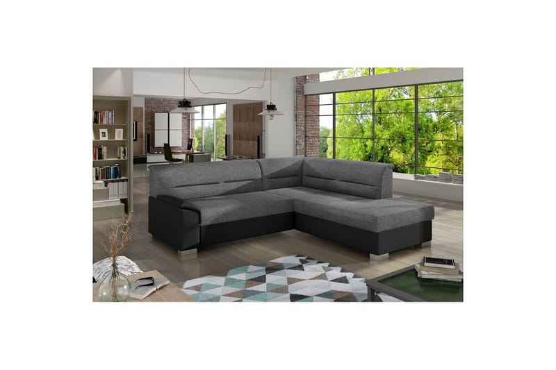 Seksjon Eltap Bergen 247x214x83 cm - Sawana 21, Soft 11, Grå, Svart, Høyre - Møbler - Sofaer - Skinnsofaer