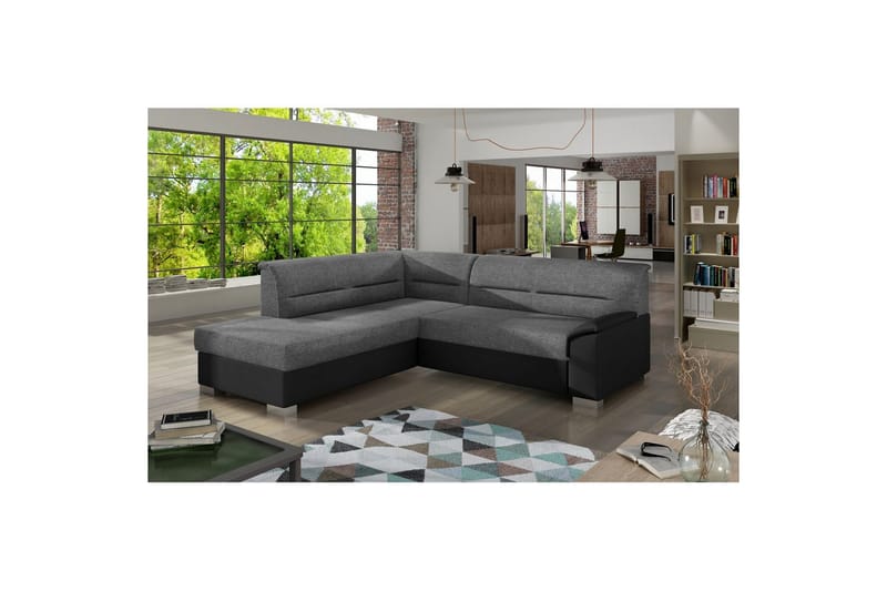 Seksjon Eltap Bergen 247x214x83 cm - Sawana 21, Soft 11, Grå, Svart, Venstre - M�øbler - Sofaer - Skinnsofaer