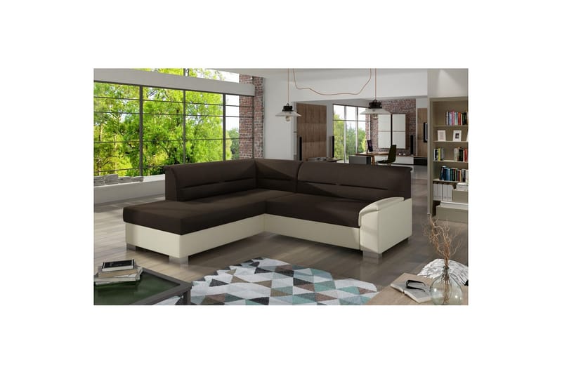 Seksjon Eltap Bergen 247x214x83 cm - Sawana 26, Soft 33, Mørk brun, Beige, Venstre - Møbler - Sofaer - Skinnsofaer