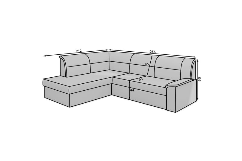 Seksjon Eltap Elano 255x212x90 cm - Soft 66, Høyre - Møbler - Sofaer - Skinnsofaer