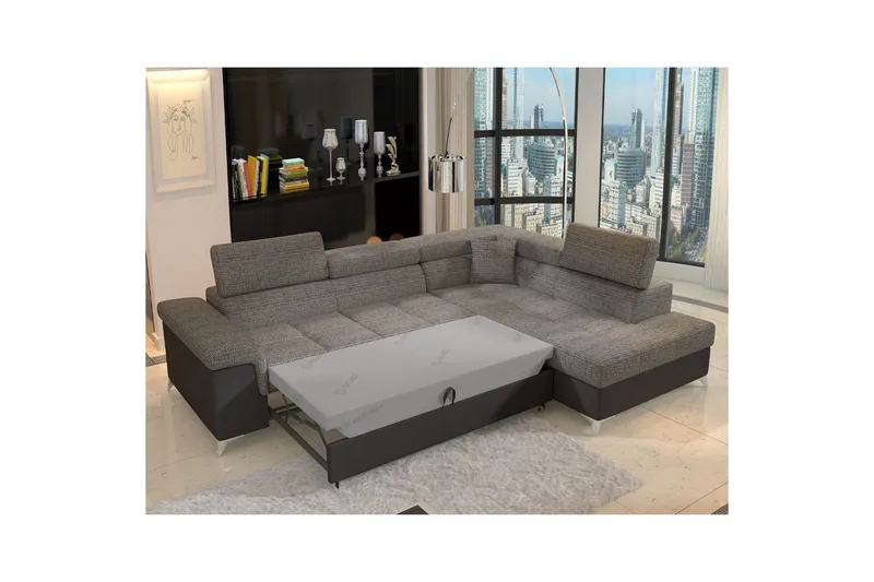 Seksjon Eltap Eridano 275x202x88 cm - Berlin 01, Soft 11, Grå, Svart, Høyre - Møbler - Sofaer - Skinnsofaer