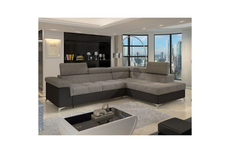Seksjon Eltap Eridano 275x202x88 cm - Berlin 01, Soft 11, Grå, Svart, Høyre - Møbler - Sofaer - Skinnsofaer