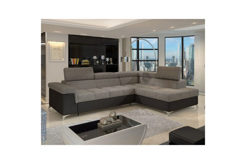 Seksjon Eltap Eridano 275x202x88 cm - Berlin 01, Soft 11, Grå, Svart, Høyre - Møbler - Sofaer - Skinnsofaer