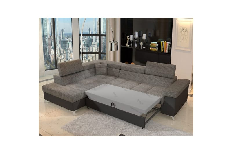 Seksjon Eltap Eridano 275x202x88 cm - Berlin 01, Soft 11, Grå, Svart, Venstre - Møbler - Sofaer - Skinnsofaer