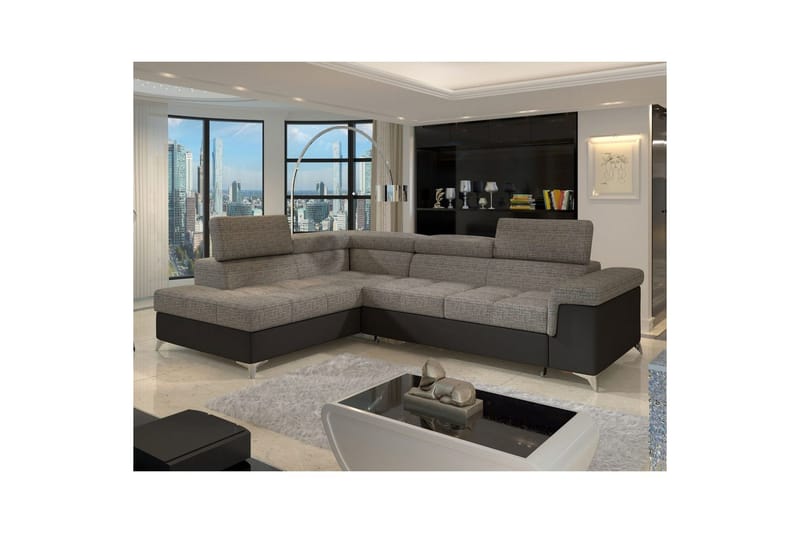 Seksjon Eltap Eridano 275x202x88 cm - Berlin 01, Soft 11, Grå, Svart, Venstre - Møbler - Sofaer - Skinnsofaer