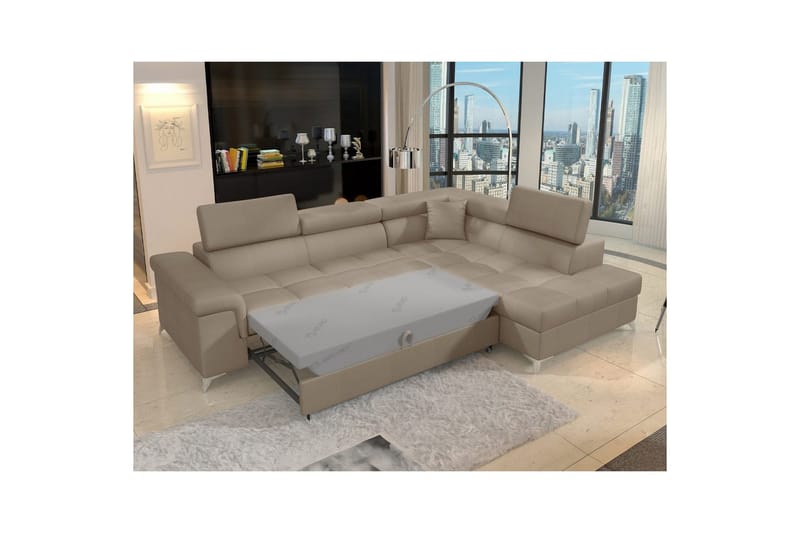 Seksjon Eltap Eridano 275x202x88 cm - Monolith 09, Mørk Beige, Høyre - Møbler - Sofaer - Fløyelssofaer