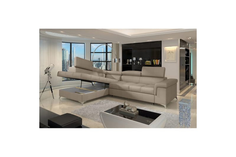 Seksjon Eltap Eridano 275x202x88 cm - Monolith 09, Mørk Beige, Venstre - Møbler - Sofaer - Fløyelssofaer