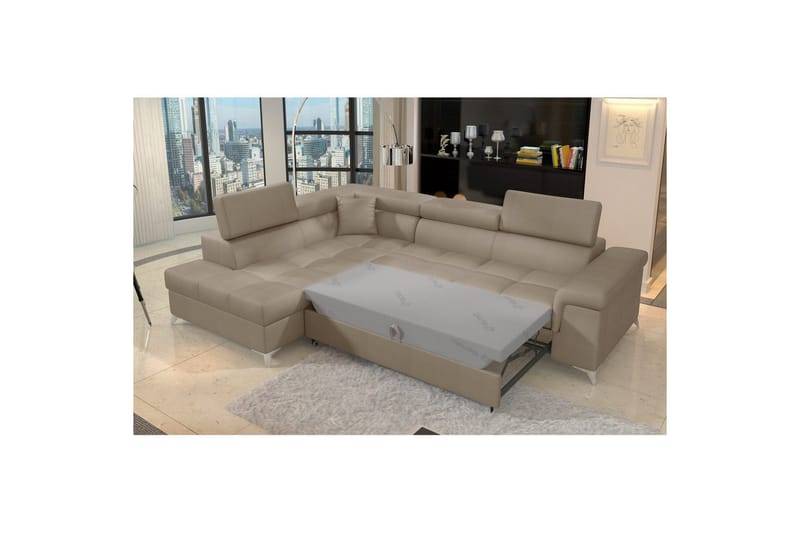 Seksjon Eltap Eridano 275x202x88 cm - Monolith 09, Mørk Beige, Venstre - Møbler - Sofaer - Fløyelssofaer