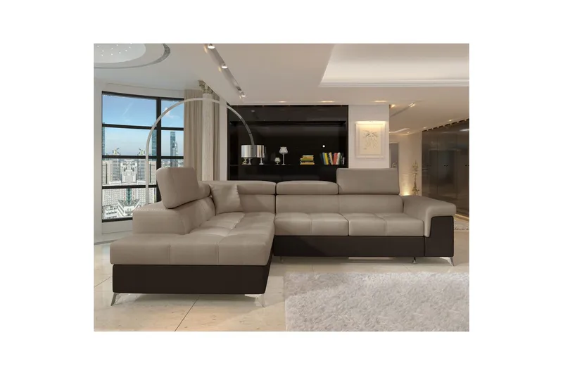 Seksjon Eltap Eridano 275x202x88 cm - Monolith 09, Monolith 29, Mørk Beige, Brun, Høyre - Møbler - Sofaer - Fløyelssofaer