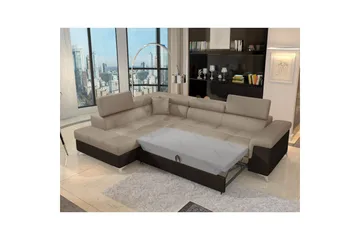 Seksjon Eltap Eridano 275x202x88 cm - Monolith 09, Monolith 29, Mørk Beige, Brun, Høyre - Møbler - Sofaer - Fløyelssofaer