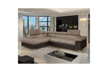 Seksjon Eltap Eridano 275x202x88 cm - Monolith 09, Monolith 29, Mørk Beige, Brun, Høyre - Møbler - Sofaer - Fløyelssofaer