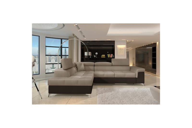 Seksjon Eltap Eridano 275x202x88 cm - Monolith 09, Monolith 29, Mørk Beige, Brun, Venstre - Møbler - Sofaer - Fløyelssofaer