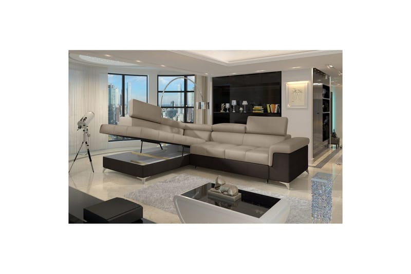 Seksjon Eltap Eridano 275x202x88 cm - Monolith 09, Monolith 29, Mørk Beige, Brun, Venstre - Møbler - Sofaer - Fløyelssofaer