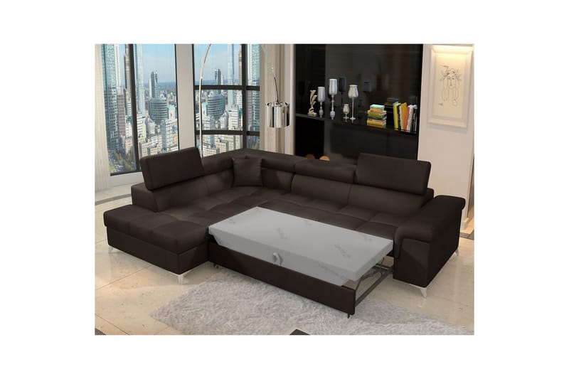 Seksjon Eltap Eridano 275x202x88 cm - Monolith 29, Mørk Brun, Venstre - Møbler - Sofaer - Fløyelssofaer