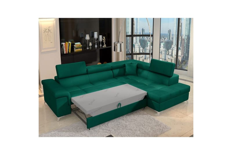 Seksjon Eltap Eridano 275x202x88 cm - Monolith 37, Grønn, Høyre - Møbler - Sofaer - Fløyelssofaer