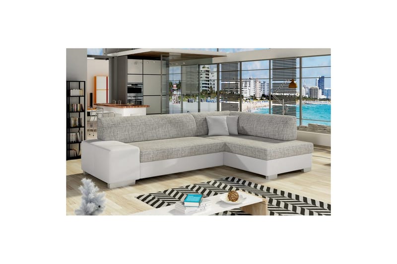 Seksjon Eltap Fabio 268x167x73 cm, Berlin 01, Soft 17, Grå, Hvit, Høyre
