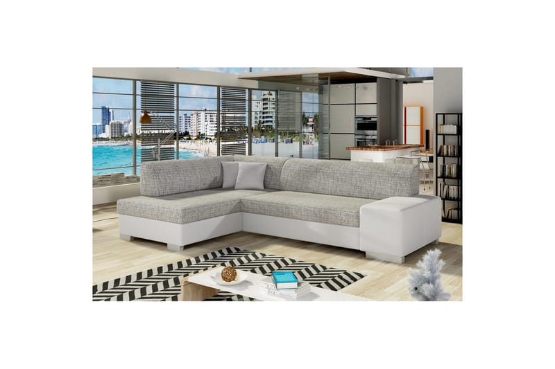 Seksjon Eltap Fabio 268x167x73 cm - Berlin 01, Soft 17, Grå, Hvit, Venstre - Møbler - Sofaer - Skinnsofaer