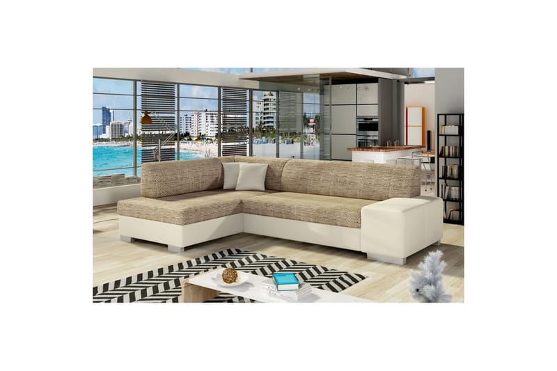 Seksjon Eltap Fabio 268x167x73 cm - Berlin 03, Soft 33, Beige, Venstre - Møbler - Sofaer - Skinnsofaer