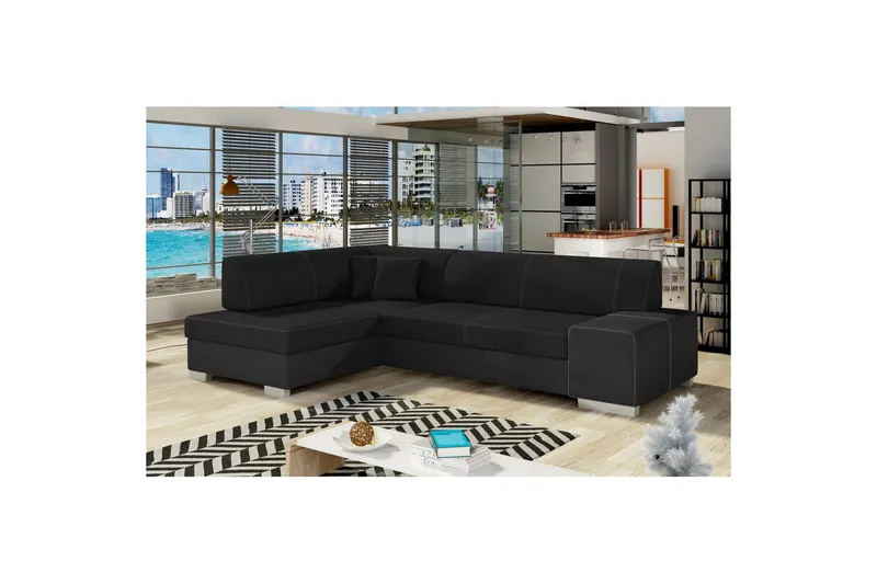 Seksjon Eltap Fabio 268x167x73 cm, Sawana 14, Soft 11, Svart, Svart, Venstre